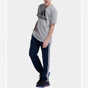 Adidas Youth Blue Elastic Waist 3 Side White Stripes Track Pants, 14-16